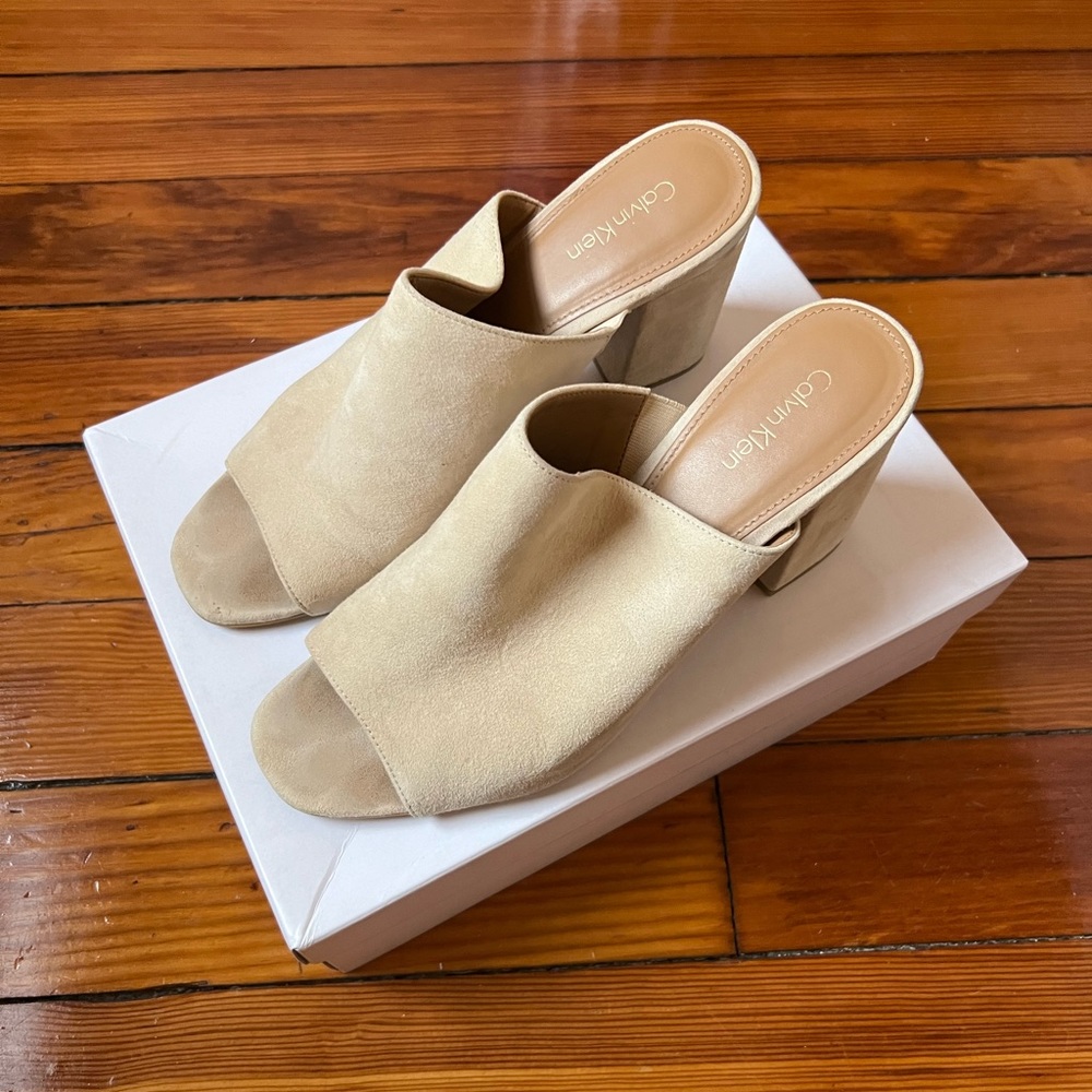 Calvin Klein “Cicelle” Suede Studded heels (US10)